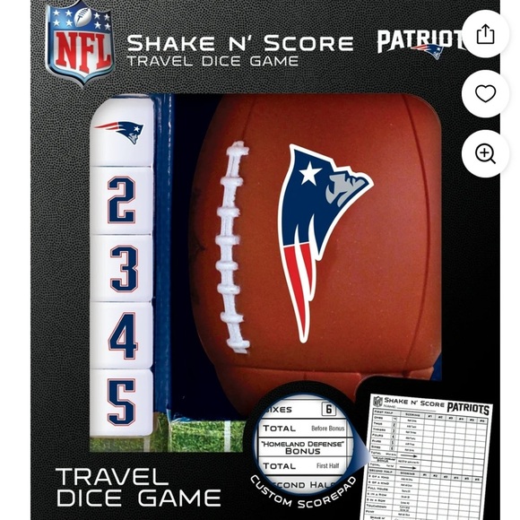 Shake N' AND Score Travel Dice Game NEW ENGLAND PATRIOTS FOOTBALL NFL GIFT - Picture 3 of 3